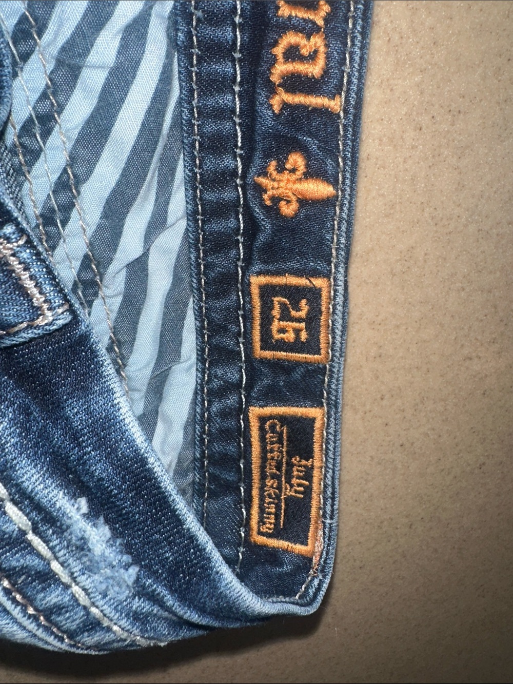 Rock Revival Distressed Medium Blue Embroidered Pocket Cuffed- Skinny Jeans - Picture 8 of 11